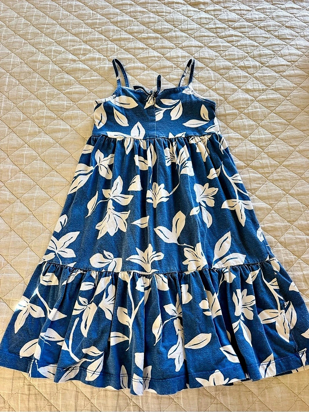 J. Crew Girls Floral Tiered Dress in Blue & White
